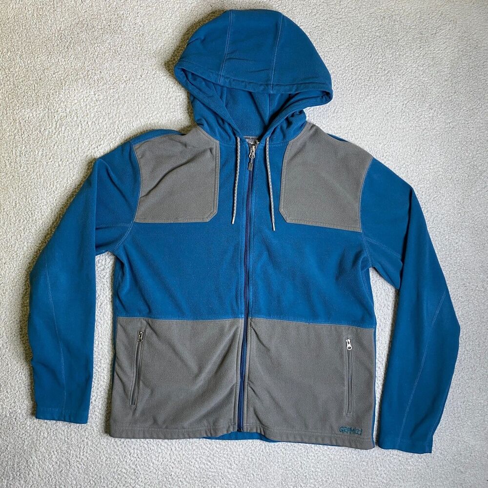 Gramicci Jacket Mens XL Blue Gray Fleece Full Zip Hiking Casual Outdoor